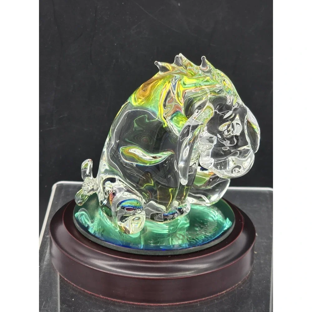 Disney's Winnie The Pooh " Eeyore" Glass Figurine Mirror Wood‎ Base 4.5" Arribas - Picture 6 of 16